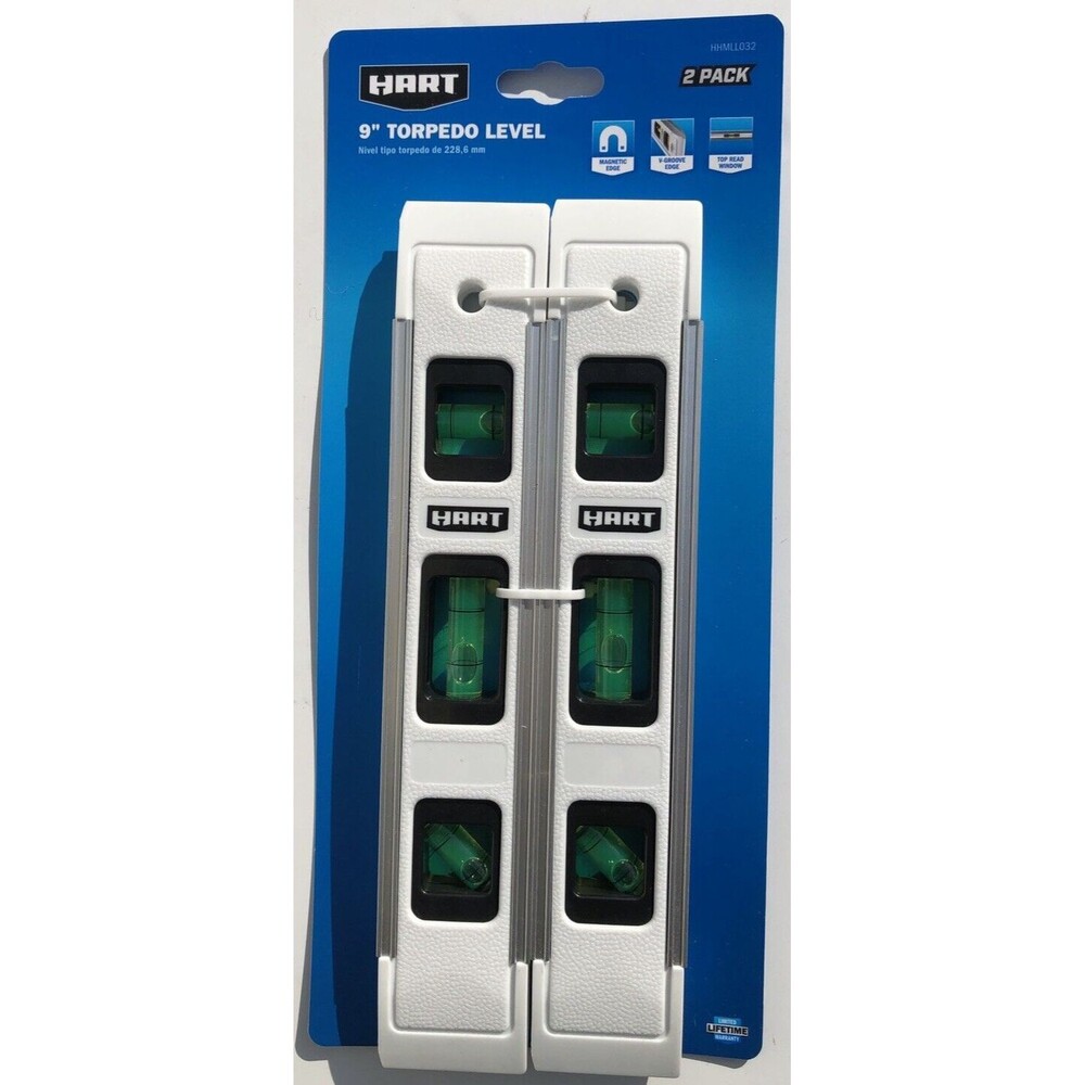 HART 2-Pack 9-inch Torpedo Level Magnetic Edge Top-Read Window New